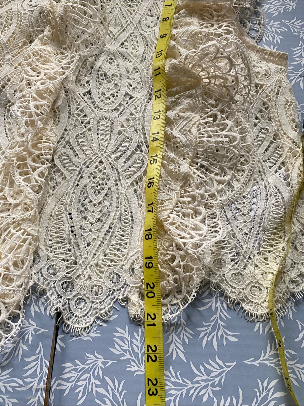 Zara Ivory Crochet Lace Long-Sleeve Blouse